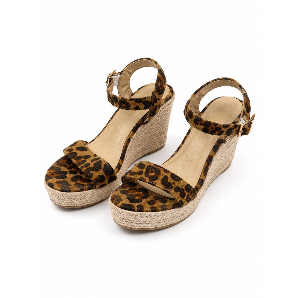 Vicki Vicki Vintage Y2K Leopard Print Espadrille Wedge Sandals Women's Size 9.5